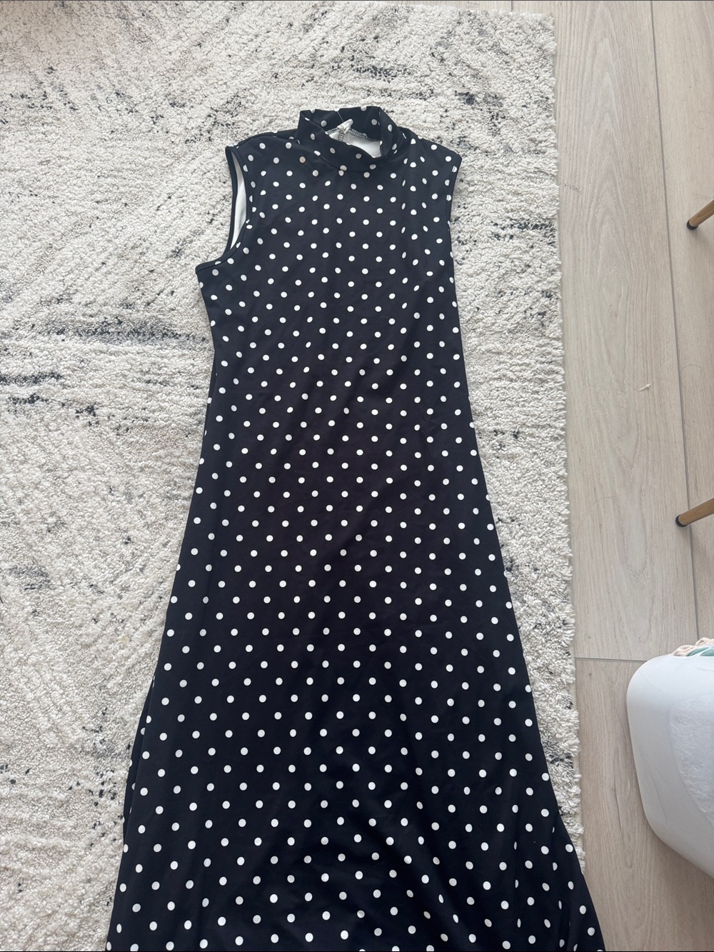 Sleeveless Black Polka Dot Maxi Dress